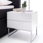 High Gloss White 2 Drawers Bedside Table