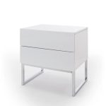 High Gloss White 2 Drawers Bedside Table 2