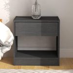 Chic Grey Pinewood 1 Drawer Bedside Table2