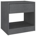 Chic Grey Pinewood 1 Drawer Bedside Table3