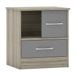 Modern Gray 2 Drawer Oakwood Bedside Table2