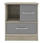 Modern Gray 2 Drawer Oakwood Bedside Table3