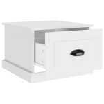 Square White Wooden Drawered Bedside Table 1