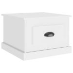 Square White Wooden Drawered Bedside Table 3