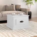 Square White Wooden Drawered Bedside Table 5