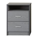 Two Drawers Elegant Grey Wooden Bedside Table2