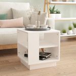 White Wooden Shelved Bedside Table 3